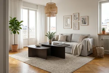 Vento-sarjapöytä, sohvapöydät 120 × 70 cm + 90 × 60 cm - Savutammi - Huonekalut - Pöytä & ruokailuryhmä - Sohvapöytä