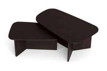 Vento-sarjapöytä, sohvapöydät 120 × 70 cm + 90 × 60 cm - Savutammi - Huonekalut - Pöytä & ruokailuryhmä - Sohvapöytä