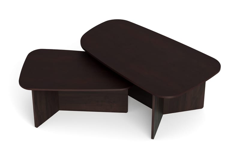 Vento-sarjapöytä, sohvapöydät 120 × 70 cm + 90 × 60 cm - Savutammi - Huonekalut - Pöytä & ruokailuryhmä - Sohvapöytä