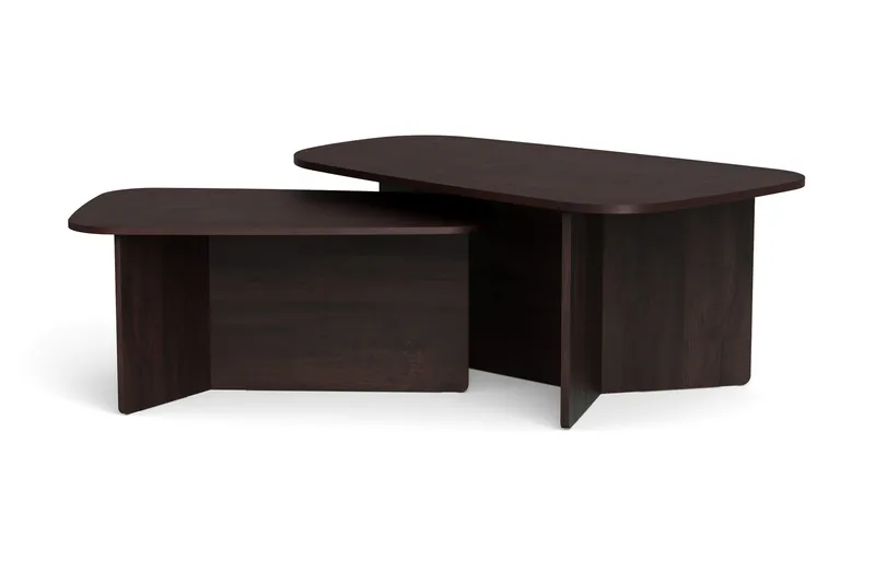 Vento-sarjapöytä, sohvapöydät 120 × 70 cm + 90 × 60 cm - Savutammi - Huonekalut - Pöytä & ruokailuryhmä - Sohvapöytä