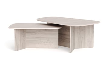 Vento-sarjapöytä, sohvapöydät 120 × 70 cm + 90 × 60 cm - Valkoiseksi kuultokäsitelty tammi - Huonekalut - Pöytä & ruokailuryhmä - Sohvapöytä