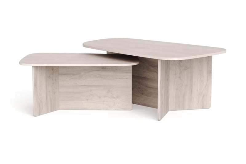 Vento-sarjapöytä, sohvapöydät 120 × 70 cm + 90 × 60 cm - Valkoiseksi kuultokäsitelty tammi - Huonekalut - Pöytä & ruokailuryhmä - Sohvapöytä