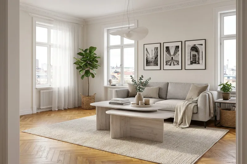 Vento-sohvapöytä 120 × 70 cm, soikea, puuta - Valkokuultoinen tammi - Huonekalut - Pöytä & ruokailuryhmä - Sohvapöytä