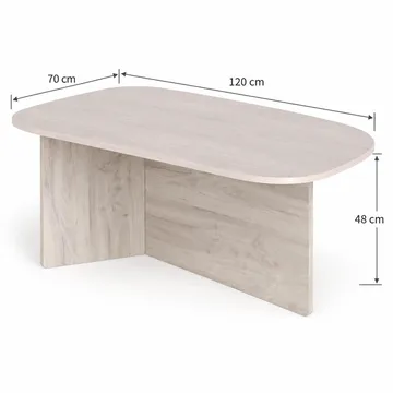 Vento-sohvapöytä 120 × 70 cm, soikea, puuta - Valkokuultoinen tammi - Huonekalut - Pöytä & ruokailuryhmä - Sohvapöytä