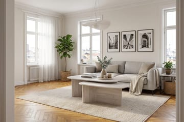 Vento soikea sohvapöytä 120x70 cm puu- ja valkolasuurattu tammijäljitelmä - Valkoinen - Huonekalut - Pöytä & ruokailuryhmä - Sohvapöytä