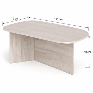 Vento soikea sohvapöytä 120x70 cm puu- ja valkolasuurattu tammijäljitelmä - Valkoinen - Huonekalut - Pöytä & ruokailuryhmä - Sohvapöytä