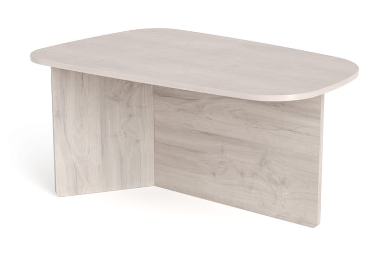 Vento soikea sohvapöytä 90x60 cm puu- ja valkolasitetulla tammiulkonäöllä, Valkoinen
