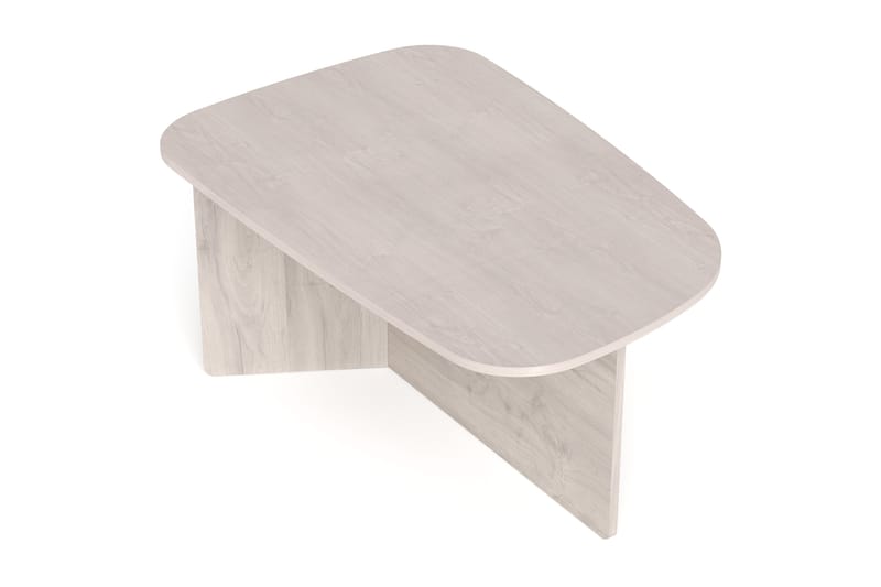 Vento soikea sohvapöytä 90x60 cm puu- ja valkolasitetulla tammiulkonäöllä - Valkoinen - Huonekalut - Pöytä & ruokailuryhmä - Sohvapöytä
