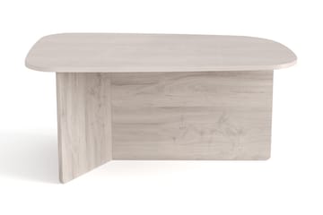 Vento soikea sohvapöytä 90x60 cm puu- ja valkolasitetulla tammiulkonäöllä - Valkoinen - Huonekalut - Pöytä & ruokailuryhmä - Sohvapöytä