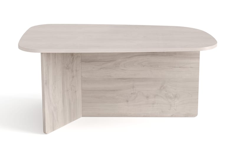 Vento soikea sohvapöytä 90x60 cm puu- ja valkolasitetulla tammiulkonäöllä - Valkoinen - Huonekalut - Pöytä & ruokailuryhmä - Sohvapöytä