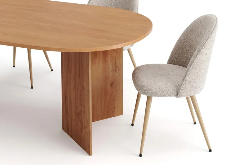 Vera-ruokailuryhmä, soikea 220 cm, 6 Nibe Plus -ruokapöydän tuolia - Tammi - Huonekalut - Pöytä & ruokailuryhmä - Ruokailuryhmä