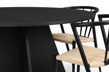 Vera-ruokailuryhmä pyöreä 150 cm musta, 6 Winston-ruokatuolia - Musta - Huonekalut - Pöytä & ruokailuryhmä - Ruokailuryhmä