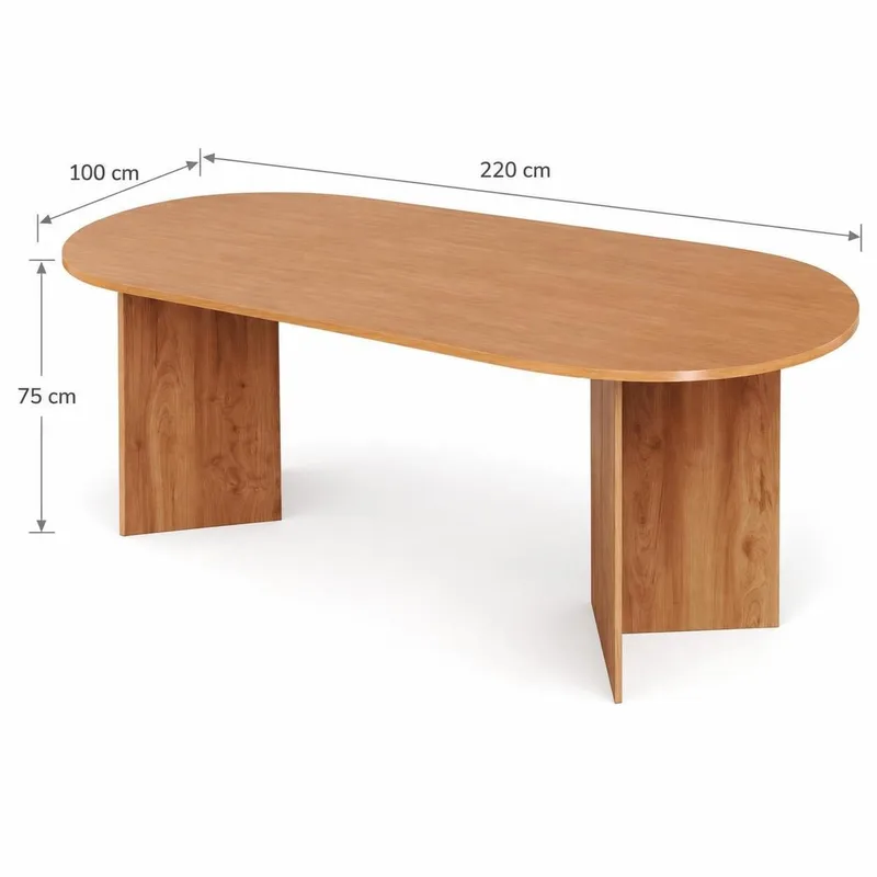 Vera soikea ruokapöytä 220 x 100 cm, viilu - Tammi - Huonekalut - Pöytä & ruokailuryhmä - Ruokapöydät & keittiön pöydät