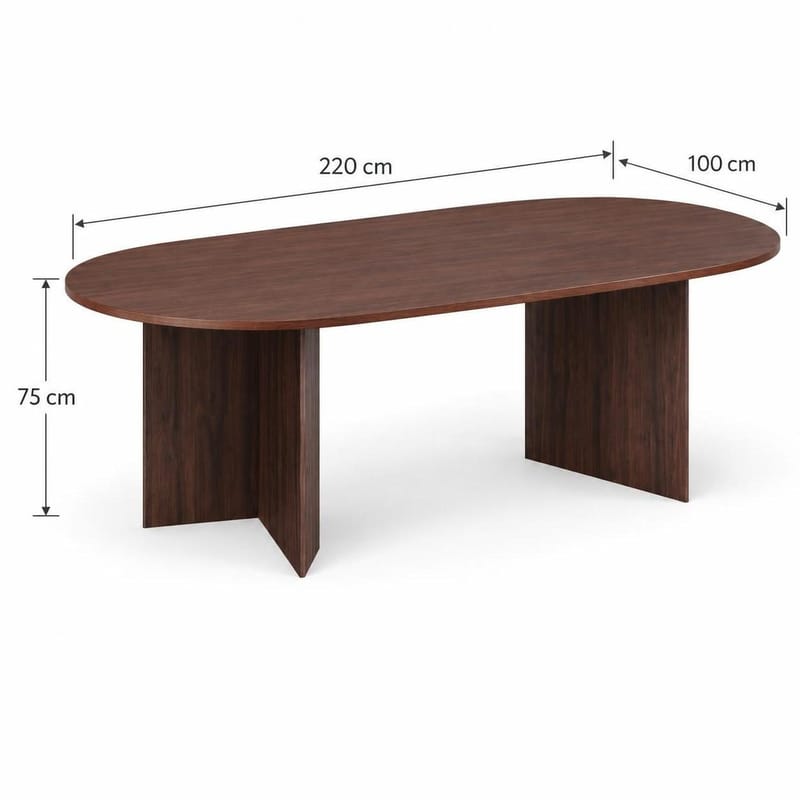 Vera soikea ruokapöytä 220 x 100 cm, viilu - Pähkinä - Huonekalut - Pöytä & ruokailuryhmä - Ruokapöydät & keittiön pöydät