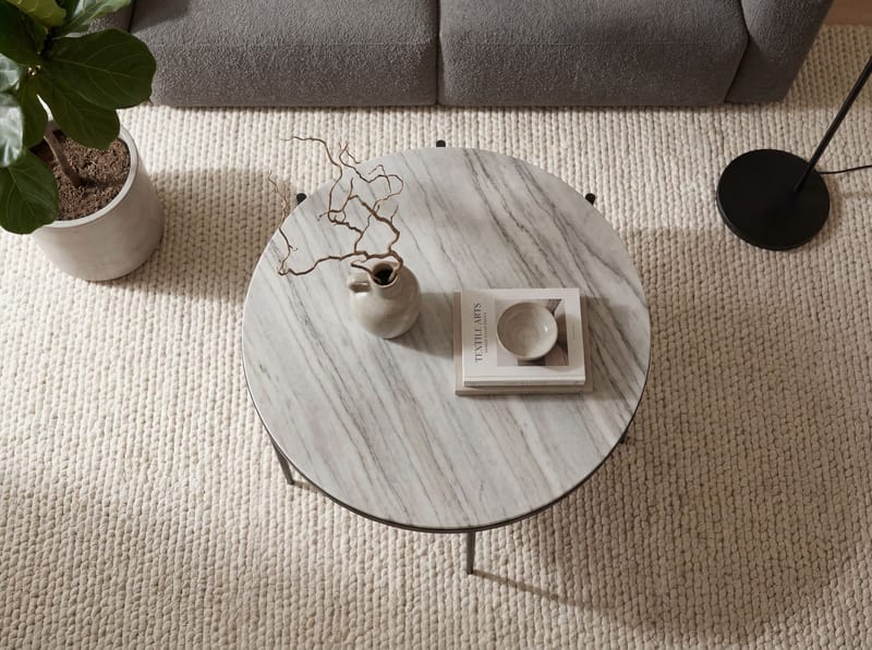 Verlen pyöreä sohvapöytä 70 cm metallia, marmoritasolla - valkoharmaa marmori musta - Huonekalut - Pöytä & ruokailuryhmä - Ruokapöydät & keittiön pöydät