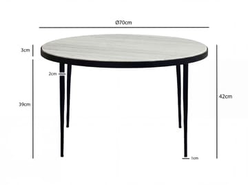 Verlen pyöreä sohvapöytä 70 cm metallia, marmoritasolla - valkoharmaa marmori musta - Huonekalut - Pöytä & ruokailuryhmä - Marmoripöydät