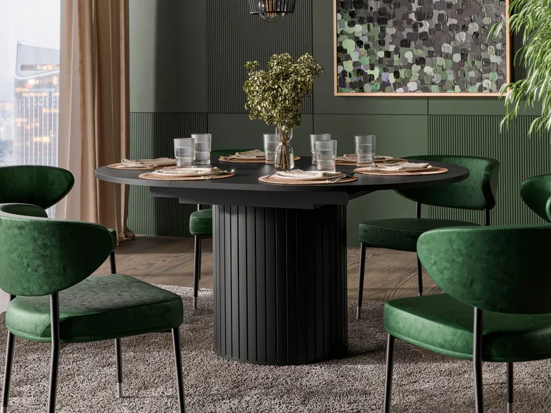 Veyricor Förlängningsbart Ruokapöytä 120-160 cm pyöreä - Musta - Huonekalut - Pöytä & ruokailuryhmä - Ruokapöydät & keittiön pöydät