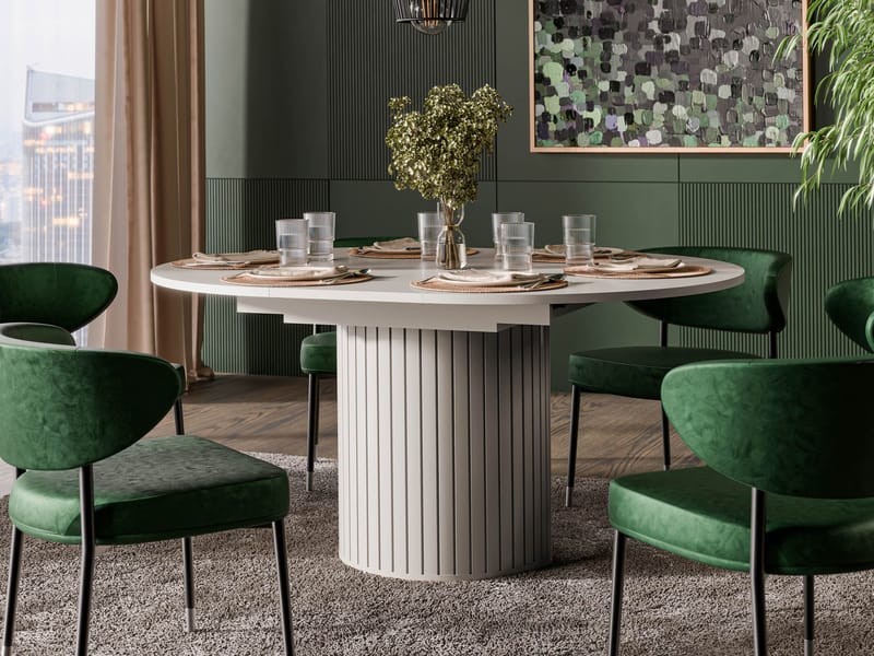 Veyricor Förlängningsbart Ruokapöytä 120-160 cm pyöreä - Beige - Huonekalut - Pöytä & ruokailuryhmä - Ruokapöydät & keittiön pöydät