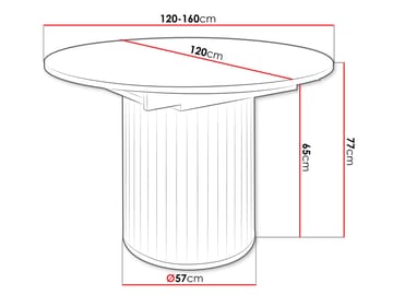 Veyricor jatkettava pyöreä ruokapöytä 120-160 cm, maalattu MDF - Musta - Huonekalut - Pöytä & ruokailuryhmä - Ruokapöydät & keittiön pöydät