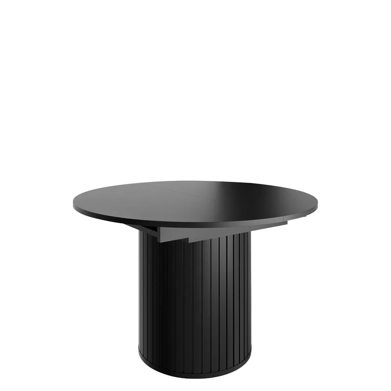 Veyricor jatkettava pyöreä ruokapöytä 120-160 cm, maalattu MDF, Musta