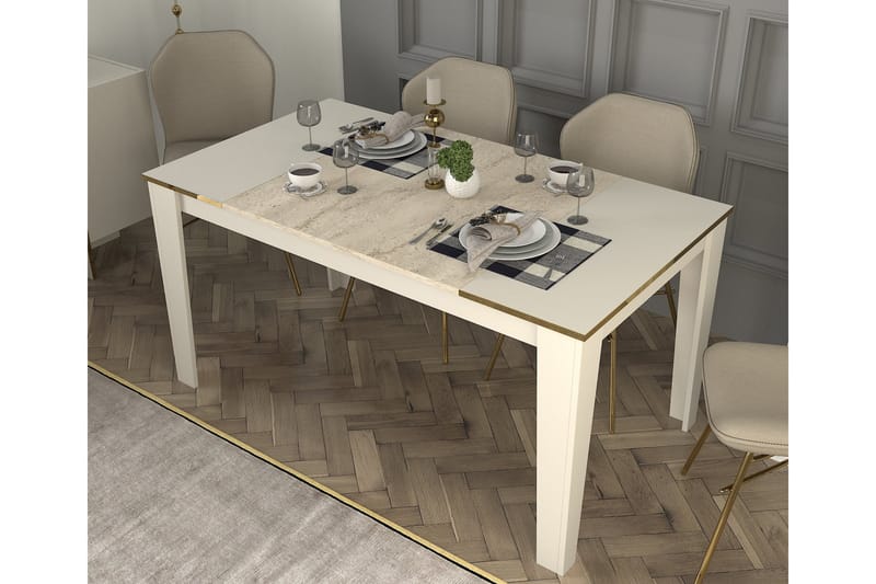 Veyron Ruokapöytä 145 cm Suorakulmainen - Beige/Hiekkakivi - Huonekalut - Pöytä & ruokailuryhmä - Ruokapöydät & keittiön pöydät