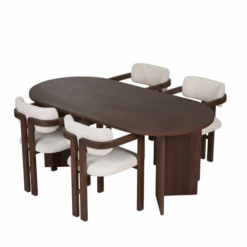 Vintar ruokapöytä- ja tuolisetti 180x75x90 cm 5 osaa, Milano Walnut, Dark Walnut, White