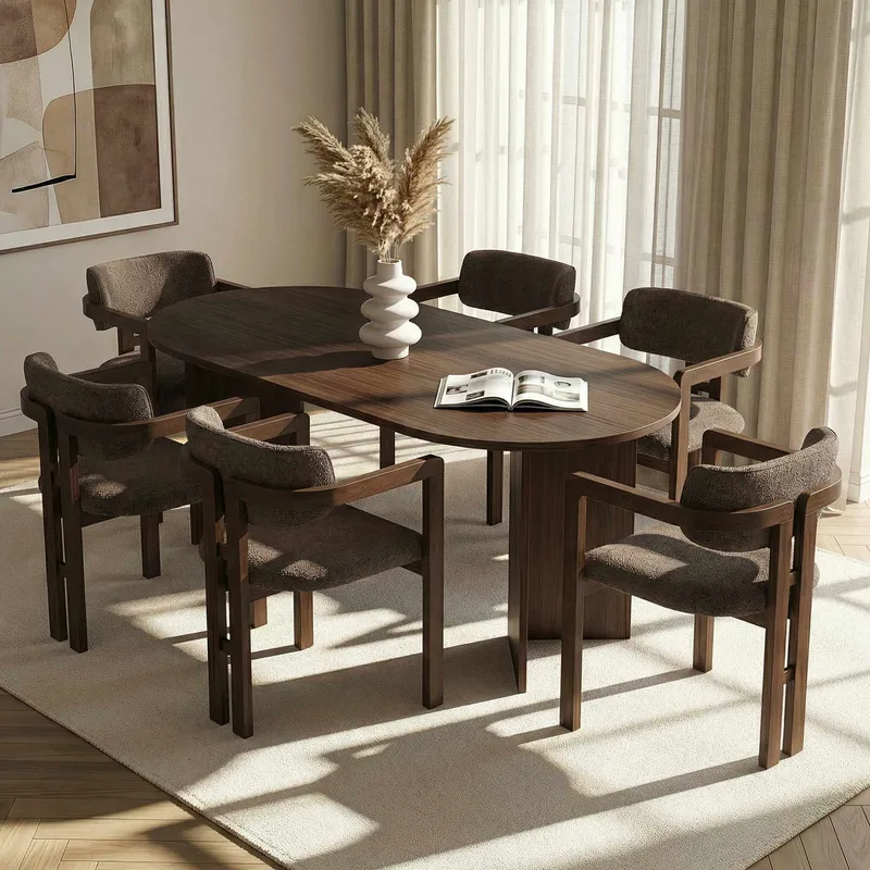 Vintar ruokapöytä- ja tuolisetti 180x75x90 cm 7 osaa - Milano Walnut, Dark Walnut, Brown - Huonekalut - Pöytä & ruokailuryhmä - Ruokailuryhmä