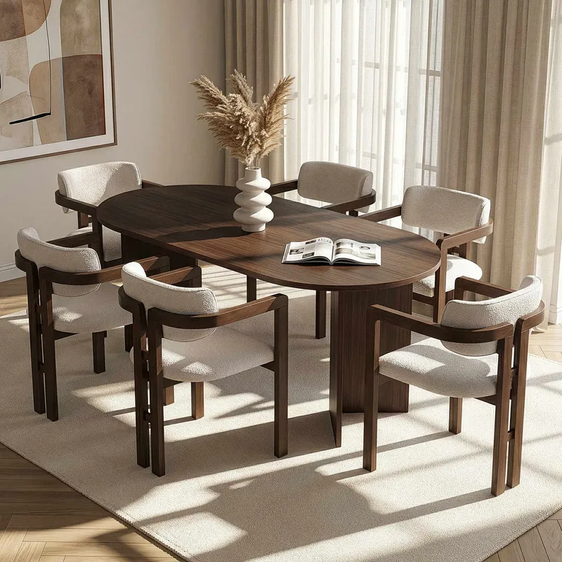 Vintar ruokapöytä- ja tuolisetti 180x75x90 cm 7 osaa - Milano Walnut, Dark Walnut, White - Huonekalut - Pöytä & ruokailuryhmä - Ruokailuryhmä