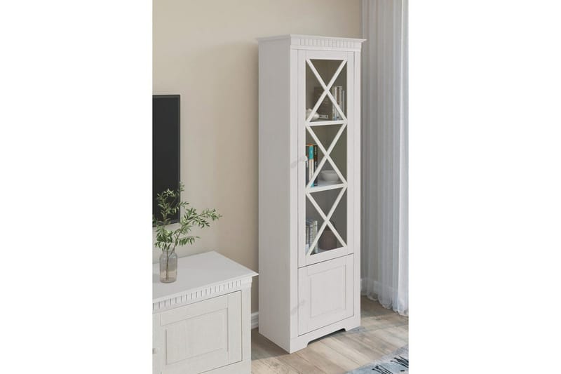 Vitriini Lisa Valkoinen - Valkoinen - Säilytys - Kaappi - Vitriini