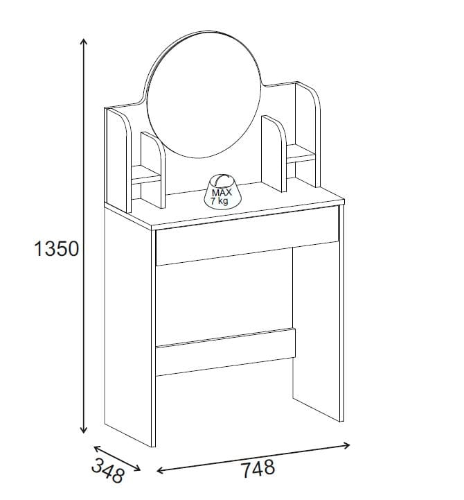 Vorina Kampauspöytä 85 cm - Valkoinen - Huonekalut - Pöytä & ruokailuryhmä - Meikki- & kampauspöydät - Meikkipöytä peilillä
