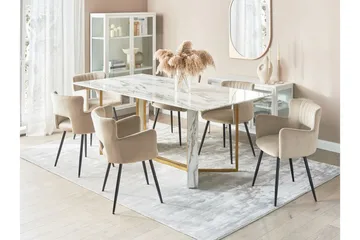 Wikwa Ruokapöytä 100x200 cm - Valkoinen/Musta/Kulta - Huonekalut - Pöytä & ruokailuryhmä - Marmoripöydät