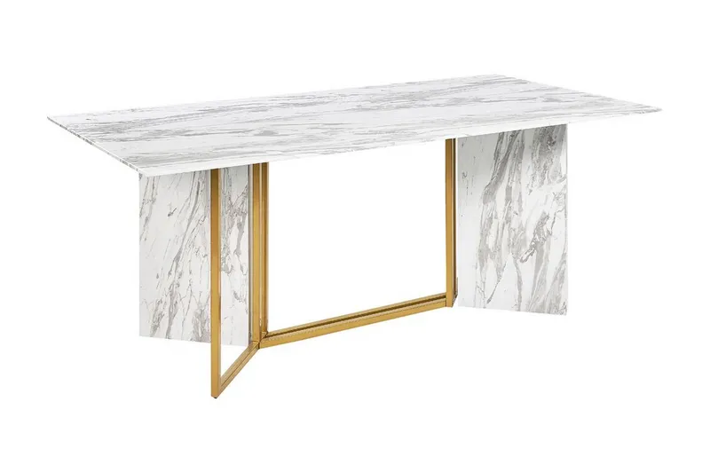 Wikwa Ruokapöytä 100x200 cm, Valkoinen/Musta/Kulta