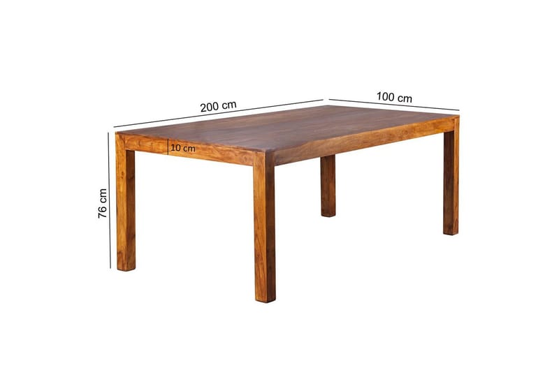 Wohnling-ruokapöytä massiivipuuta, maalaistyyli, ruusupuu, 200x100 cm - Ruusupuu, 200x100 cm - Huonekalut - Pöytä & ruokailuryhmä - Ruokapöydät & keittiön pöydät