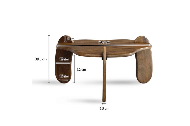 Wohnling sohvapöytä, massiivista mangopuuta, 78 cm, orgaaninen ilme, moderni - Huonekalut - Pöytä & ruokailuryhmä - Sohvapöytä