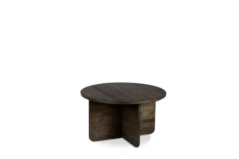 York Pyöreä Sohvapöytä massiivipuuta 85 cm, Tummanruskea