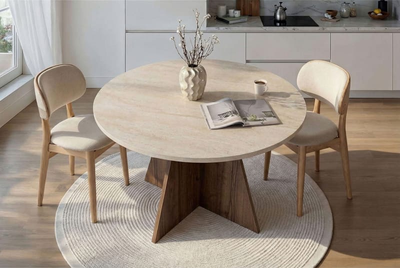 Zalen ruokapöytä 120x75x120 cm - Travertine Walnut - Huonekalut - Pöytä & ruokailuryhmä - Ruokapöydät & keittiön pöydät