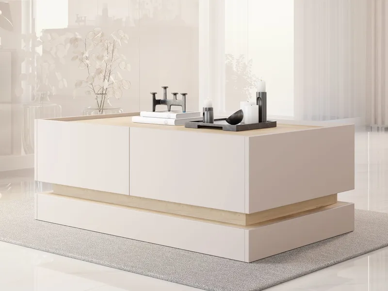Zelric suorakulmainen sohvapöytä 97 cm puuta - Beige - Huonekalut - Pöytä & ruokailuryhmä - Sohvapöytä