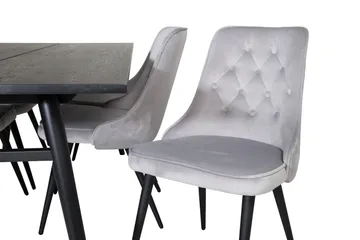 Zenazmi Matbord 195 cm med 6 st Valera Lyx Sammetstol Venture Home Black/Grey - Huonekalut - Pöytä & ruokailuryhmä - Ruokailuryhmä