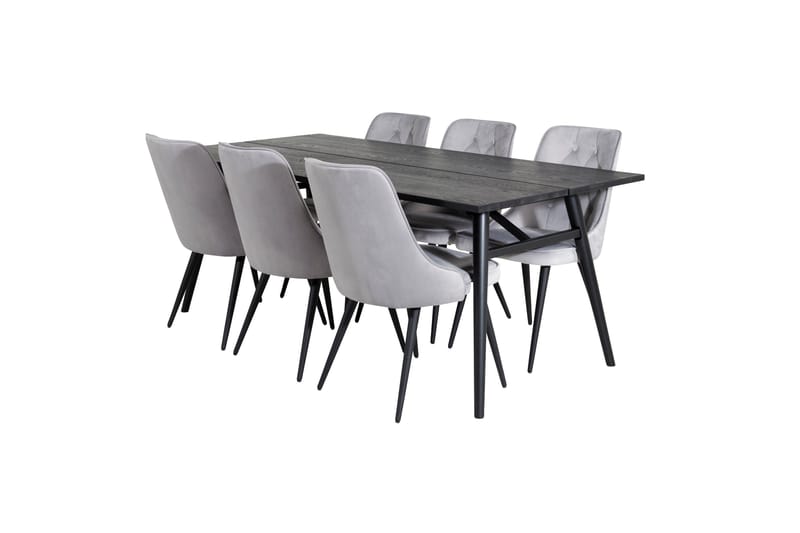 Zenazmi Matbord 195 cm med 6 st Valera Lyx Sammetstol Venture Home Black/Grey