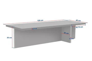 Zephral sohvapöytä 120x30x45 cm - Travertiini, Milano-pähkinä - Huonekalut - Pöytä & ruokailuryhmä - Sohvapöytä