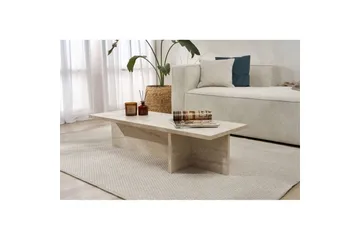 Zephral suorakaiteen muotoinen sohvapöytä 120 cm kiveä veistoksellinen travertiini - Beige - Huonekalut - Pöytä & ruokailuryhmä - Sohvapöytä
