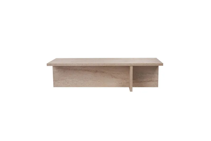 Zephral suorakaiteen muotoinen sohvapöytä 120 cm kiveä veistoksellinen travertiini, Beige
