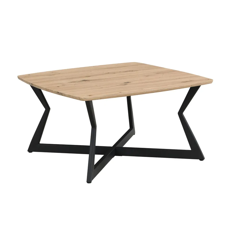 Zorlen neliönmuotoinen sohvapöytä 75x75 cm tammijäljitelmällä, musta tammijäljitelmä
