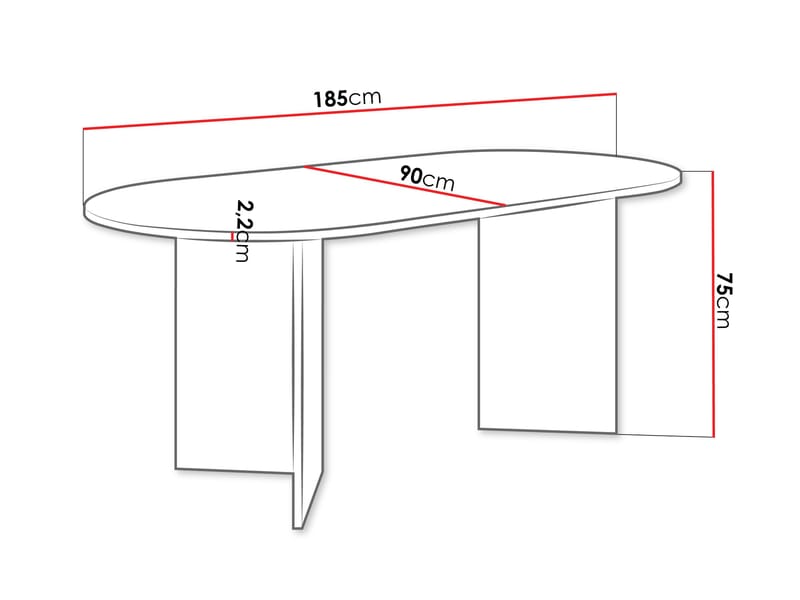 Zyleron Ovaali ruokapöytä 185 cm - ruskea - Huonekalut - Pöytä & ruokailuryhmä - Ruokapöydät & keittiön pöydät
