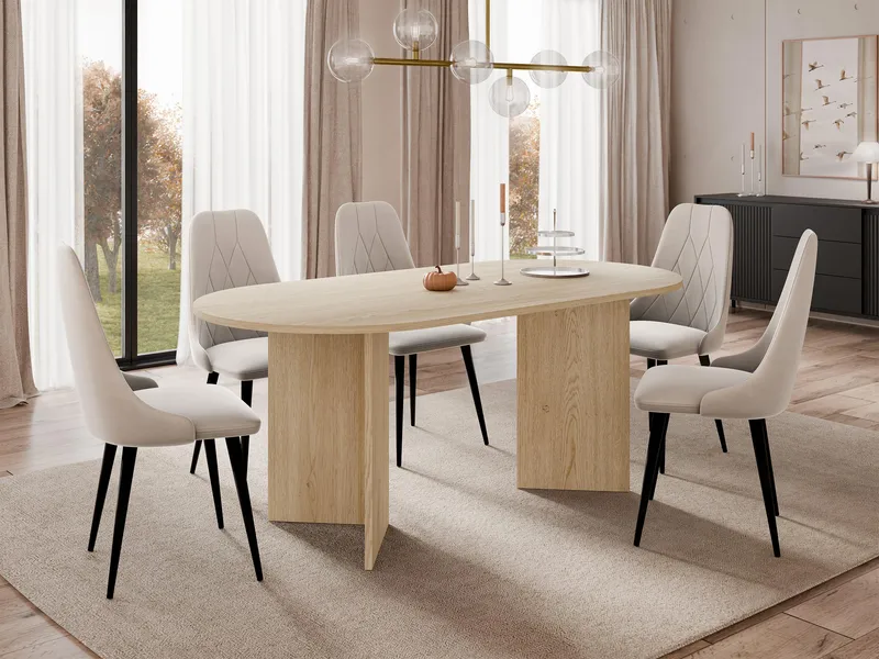 Zyleron Ovaali ruokapöytä 185 cm - vaaleanruskea - Huonekalut - Pöytä & ruokailuryhmä - Ruokapöydät & keittiön pöydät