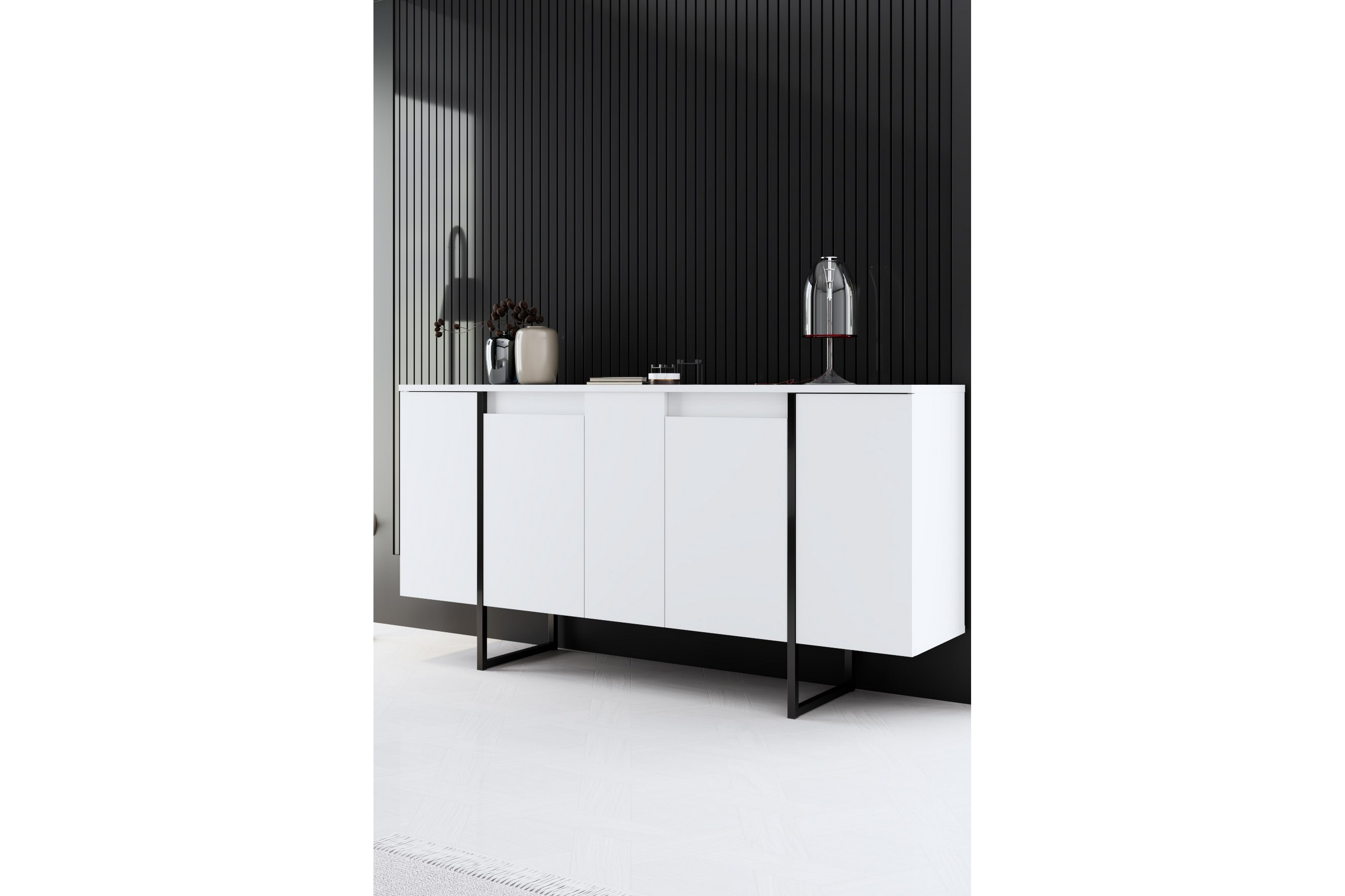 Konsolipöytä Luxe 160 cm - Valkoinen/Musta