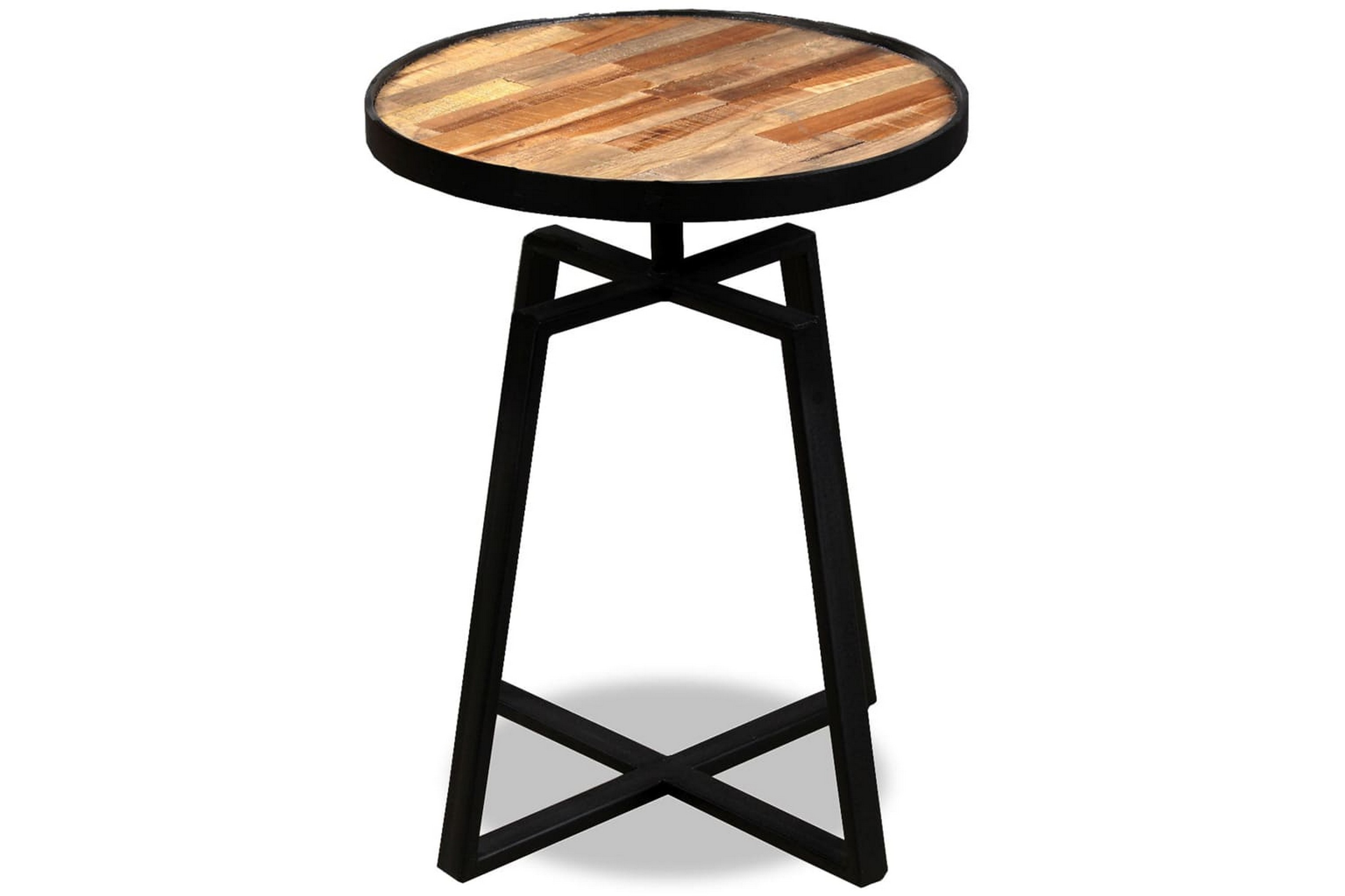 Sivupöytä pyöreä kierrätetty tiikki - Ruskea
