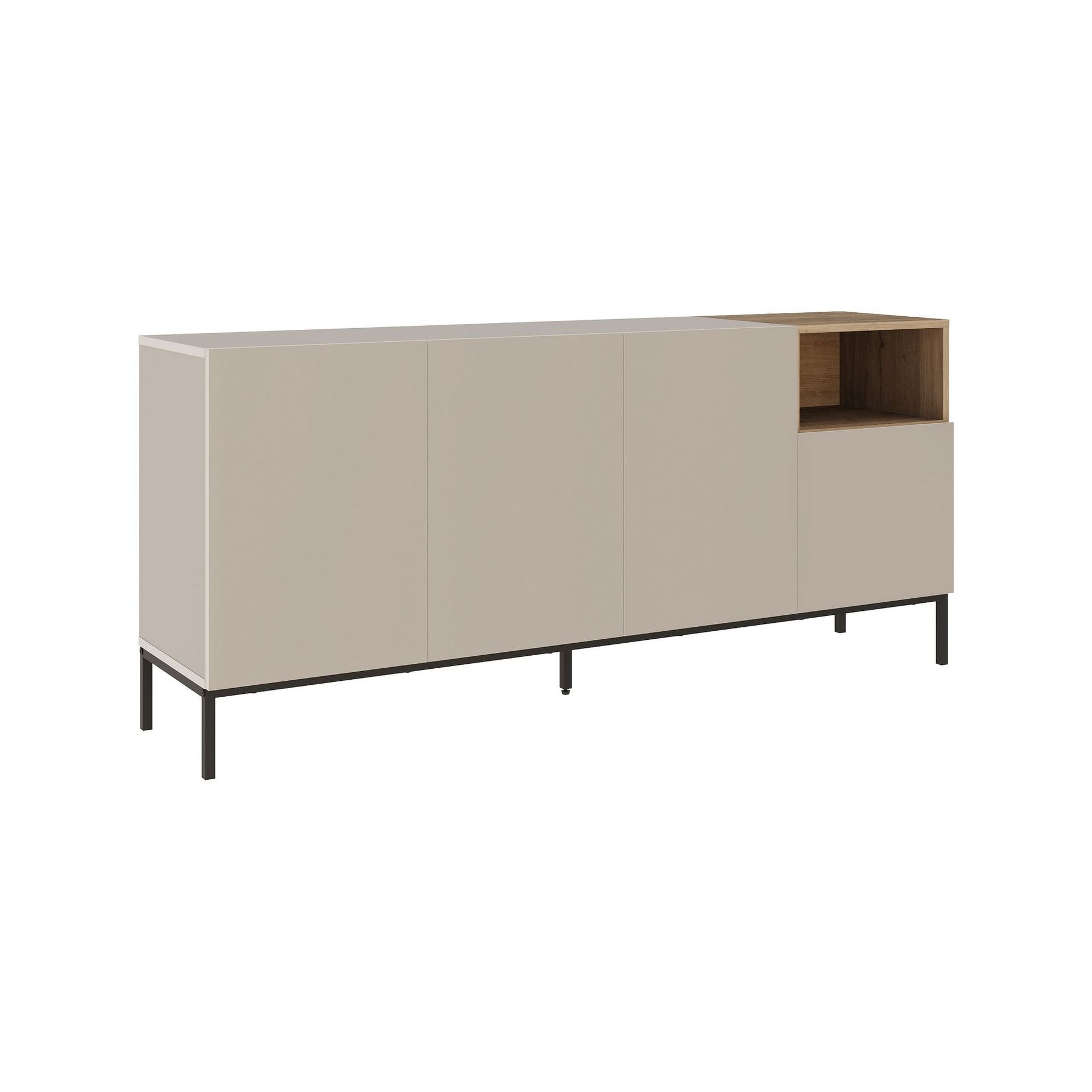 Morlen konsolipöytä 180x80x41,8 cm - Sandstone, Natural Oak, Black