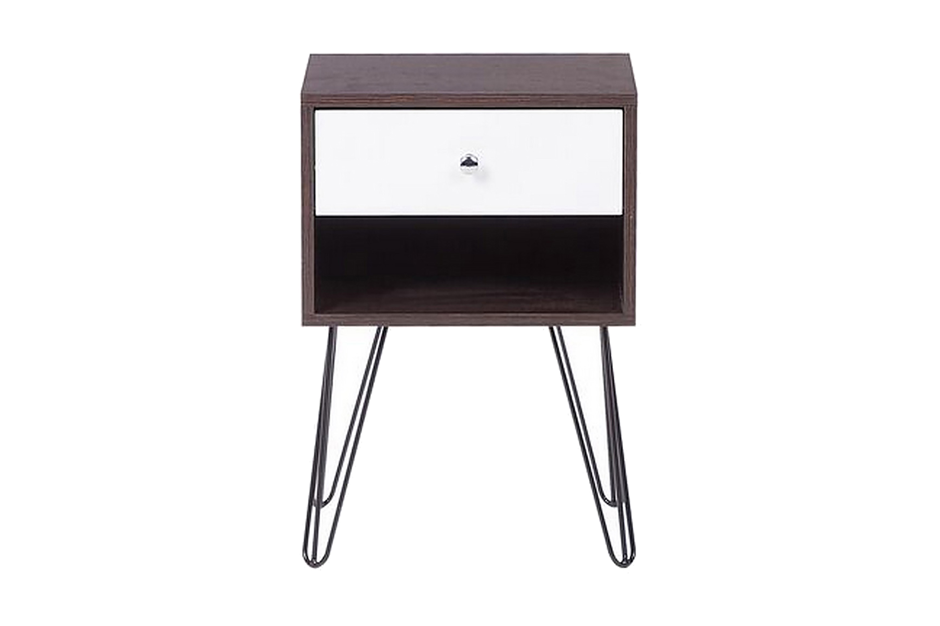 Yöpöytä Oltmans 40 cm Säilytyksellä Laatikko+Hylly - Tummanruskea/Valkoinen