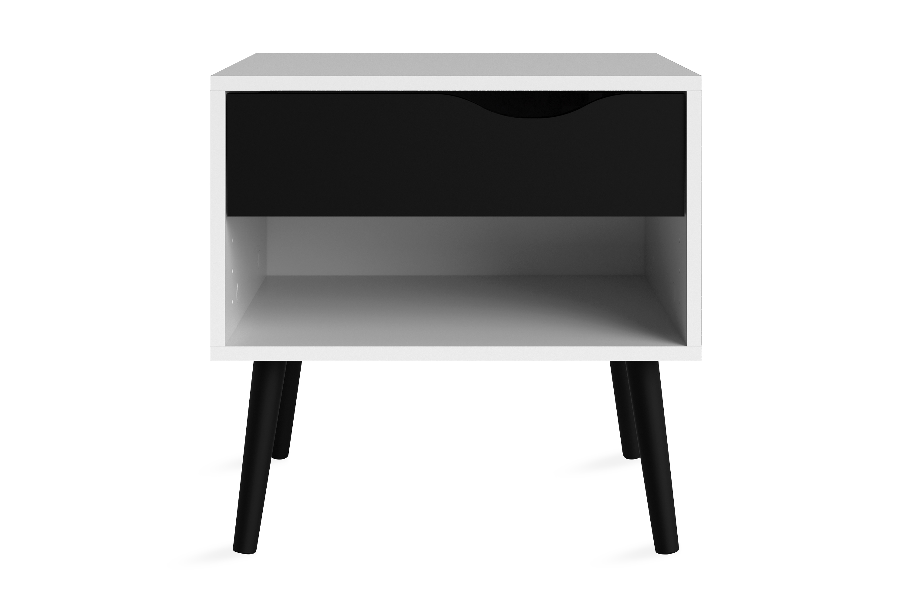 Tvilum Yöpöytä Vasiliki 50 cm Säilytyksellä Laatikko+Hylly - Valkoinen/Musta